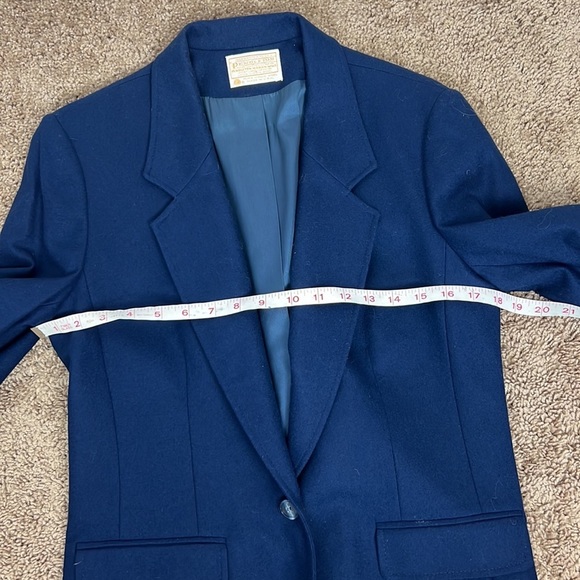 Pendleton Vintage 100% Wool Blazer Jacket Navy Blue Academia Classic Career - Picture 11 of 12